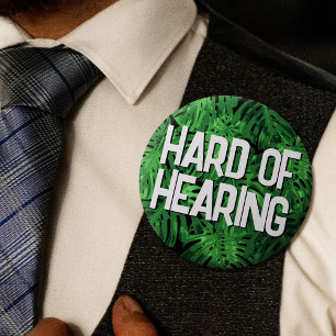 Tropical Green Palm Jungle Leaves Hard of Hearing 2 Inch Round Button