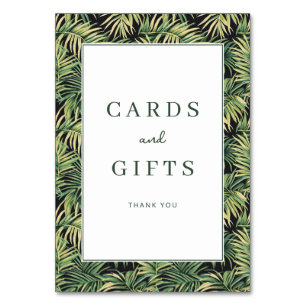 Tropical Green Palm Leaf Border Table Number