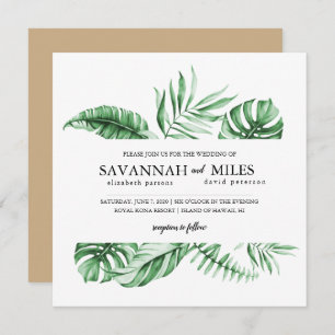 Tropical Green Palm Leaf Faire-part de mariage fro