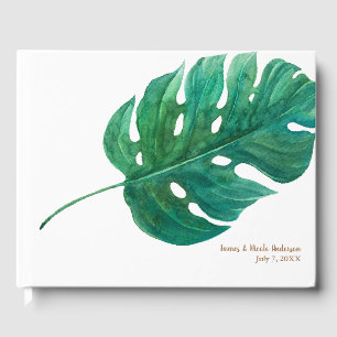 Tropical Green Palm Leaf Hawaiian Summer Wedding Guest Book