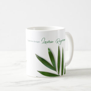 Tropical Green Palm Leaves Mug with Name