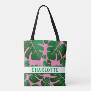 Tropical Green Palm Leaves Personalized Tote Bag