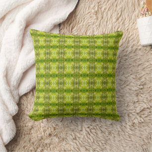 Tropical green palm leaves sunlight pattern throw pillow