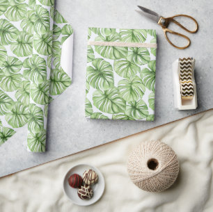 Tropical Green Palm Leaves  Wrapping Paper