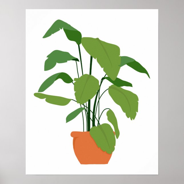 Tropical Green Palm Pot Plant in Terracotta Urn Poster (Front)
