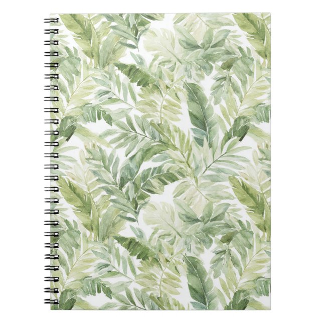 Tropical Green Palm Tree Leaves Notebook (Front)