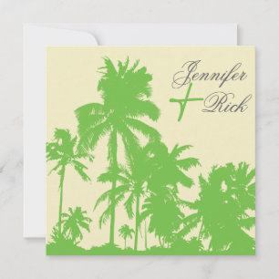 Tropical green palms -wedding invitation