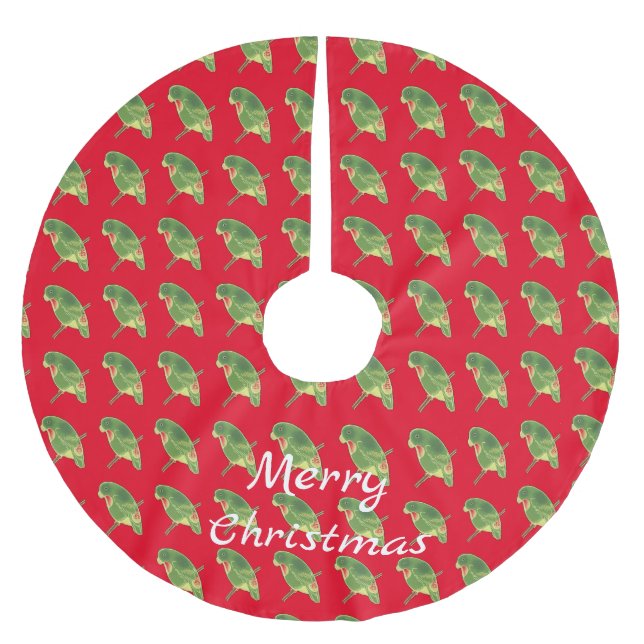 Tropical Green Parakeet Thunder_Cove Brushed Polyester Tree Skirt (Front)