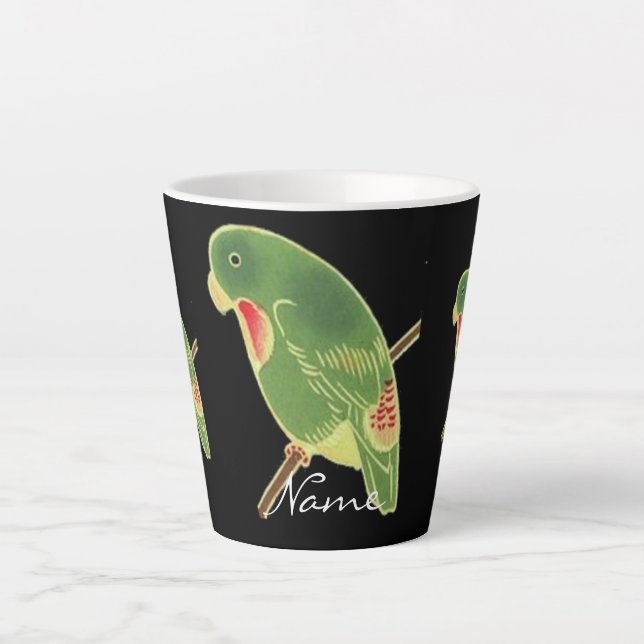 Tropical Green Parakeet Thunder_Cove Latte Mug (Front)