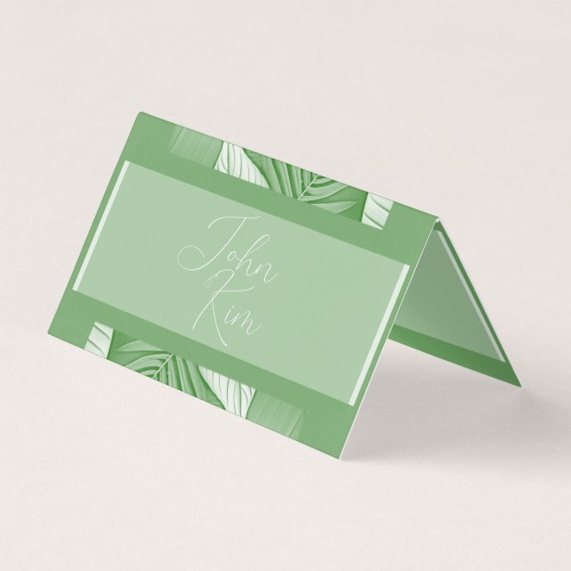 Tropical Green Personalized Wedding Cards (Front)