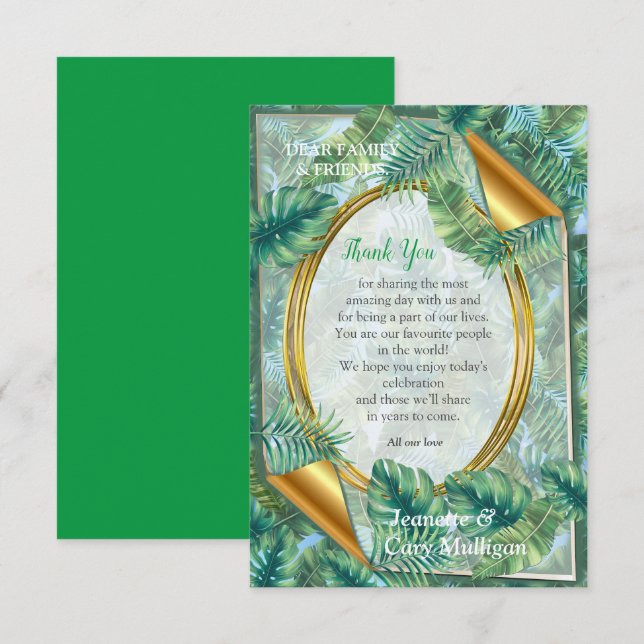 Tropical Green Plant Leaves RSVP Card (Front/Back)
