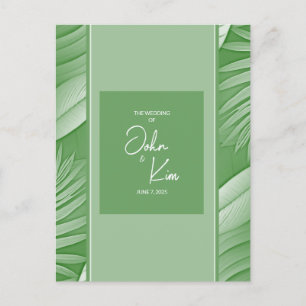 Tropical Green Theme Wedding Invitation Postcard