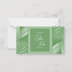 Tropical Green Theme Wedding Note Card