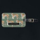 Tropical Green Watercolor Tigers Pattern With Name Luggage Tag<br><div class="desc">"Indulge in the wild elegance of nature with our Tropical Green Watercolor Tigers Pattern. Each item featuring this captivating design encapsulates the vibrant spirit of the jungle, blending lush greenery with the majestic presence of tigers. Whether adorning your daily essentials or enhancing your home decor, our collection offers a harmonious...</div>