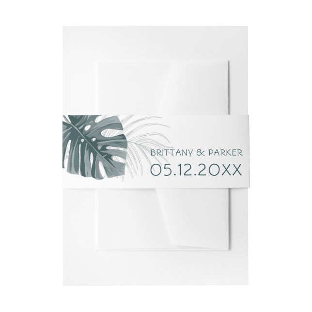 Tropical Green Wedding Invitation Belly Band (Front Example)