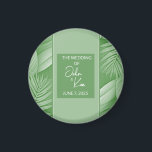 Tropical Green Wedding Magnet<br><div class="desc">Are you planning an outdoor wedding or special event? These tropical themed wedding magnets offer a fun, yet classic appeal. Features green colour hues trimmed with tropical leaves. Use to complement tropical wedding themes and special events. The front of the magnet displays the name of the couple along with the...</div>