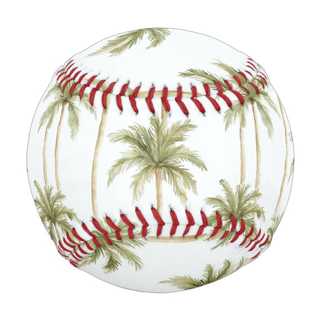 Tropical Green White Palm Trees Baseball (Front)