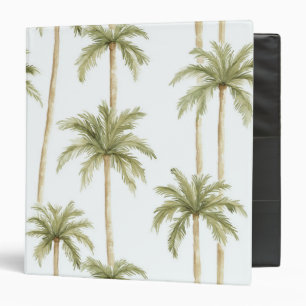 Tropical Green White Palm Trees Binder