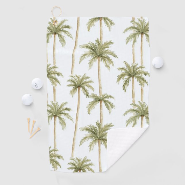 Tropical Green White Palm Trees Golf Towel (InSitu)