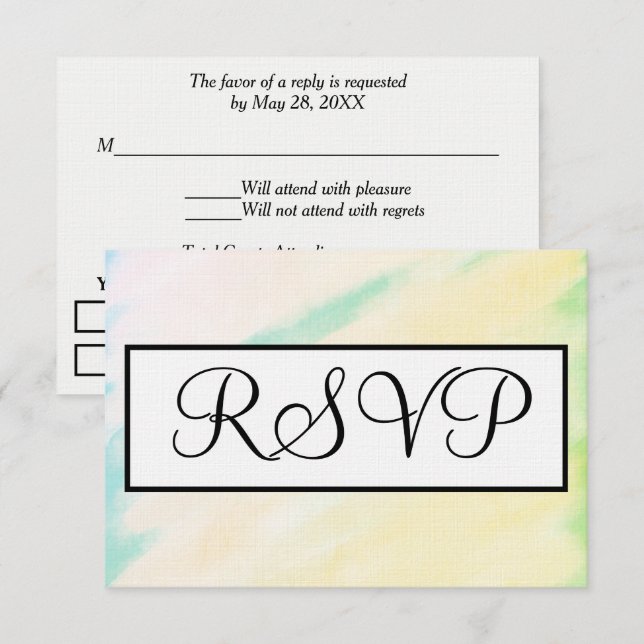 Tropical Green Yelllow Wedding Watercolor RSVP (Front/Back)