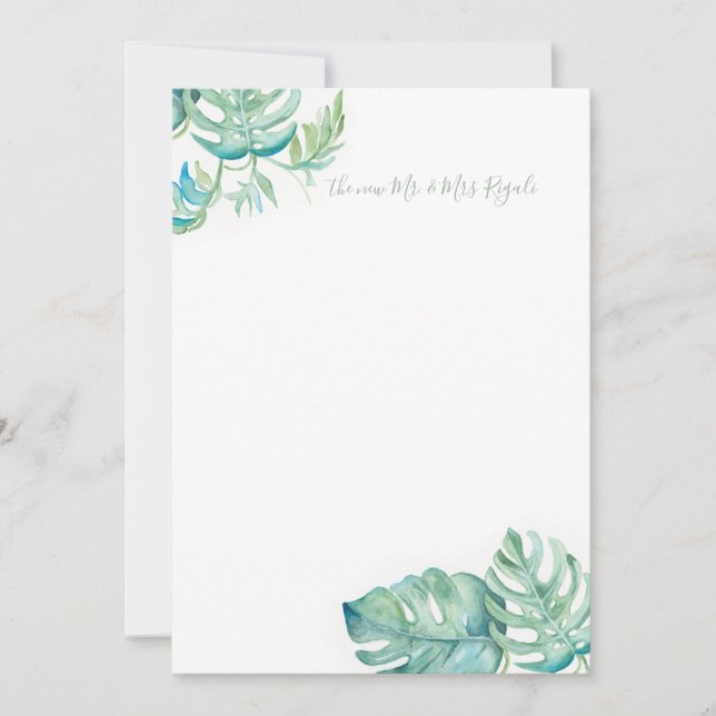 Tropical Greenerife Mariage Merci Cartes (Devant)