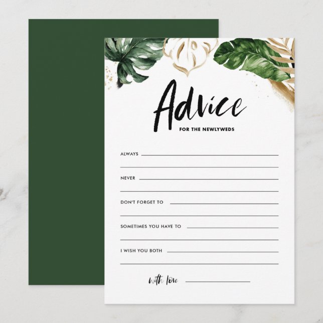Tropical Greenery Advice for the Newlyweds Wedding Card (Front/Back)