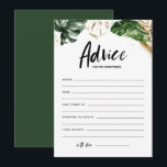 Tropical Greenery Advice for the Newlyweds Wedding Card<br><div class="desc">Write your advice and well wishes for the newlyweds with this customizable wedding advice card. It features watercolor illustration of tropical leaves, black and gold foil brushstrokes and modern calligraphy. Personalize by adding back texts. This tropical wedding advice card is perfect for tropical and summer couples showers, weddings, engagements and...</div>