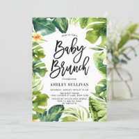 Tropical Greenery and Plumeria Baby Shower Brunch