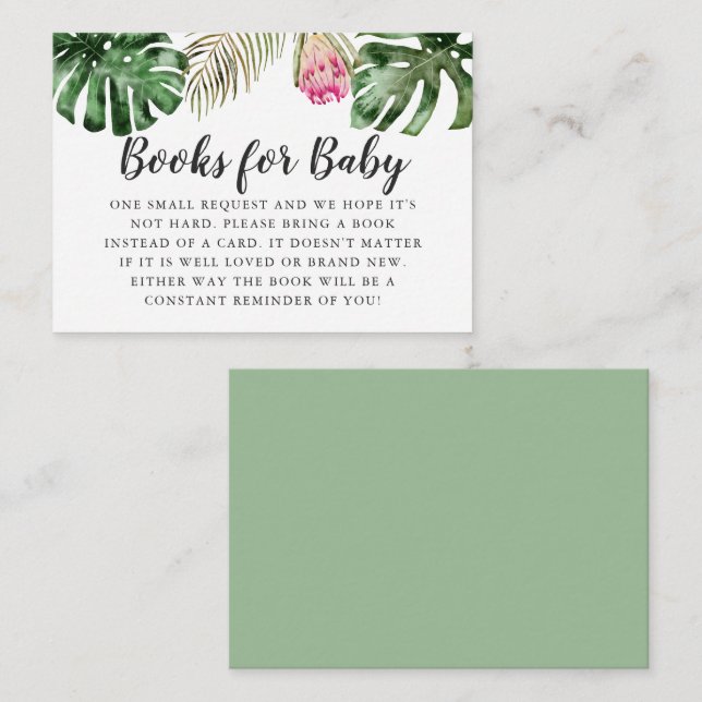 Tropical Greenery Baby Shower Book Request Enclosure Card (Front/Back)