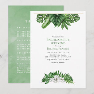 Tropical Greenery Bachelorette Weekend Itinerary Invitation