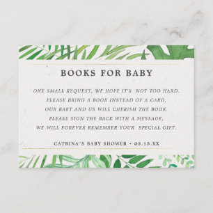 Tropical Greenery Books For Baby Shower Enclosure Card
