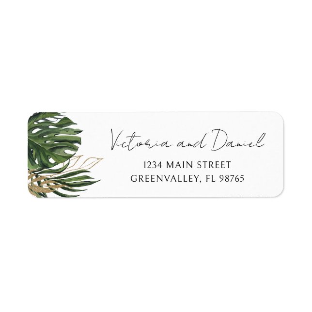 Tropical Greenery Botanical Boho Return Address (Front)