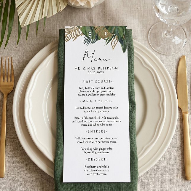 Tropical Greenery Botanical Summer Boho Wedding Menu (Creator Uploaded)