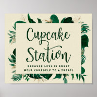 Tropical Greenery Cupcake Station Wedding Sign