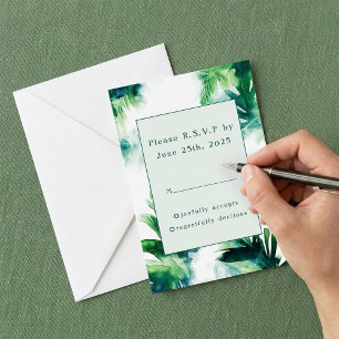 Tropical Greenery Elegant Botanical RSVP options Card