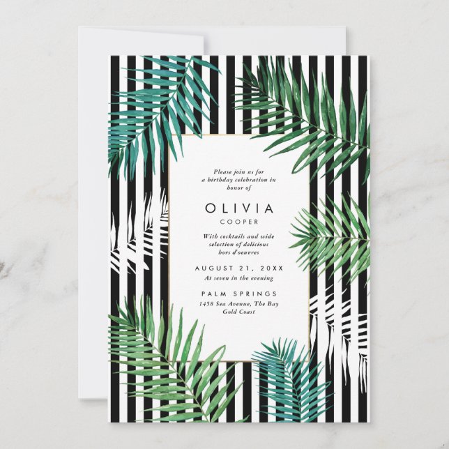 Tropical Greenery Fern Palm Invitation (Front)