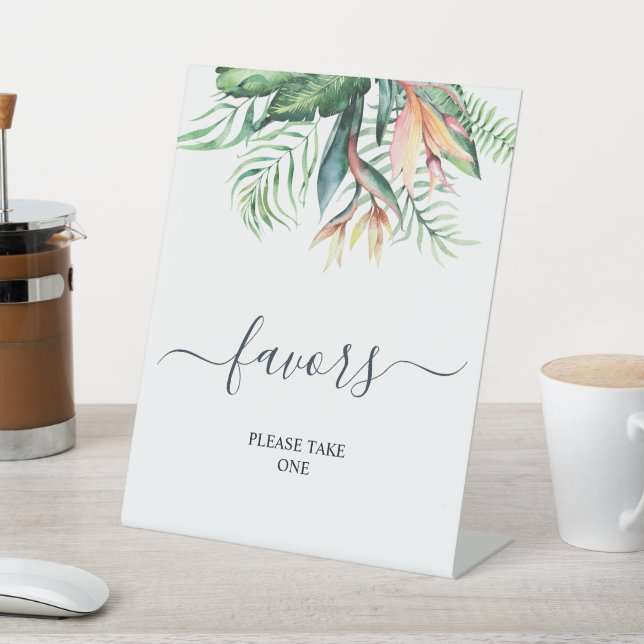 Tropical Greenery Flowers Shower Favours Sign (In SItu)