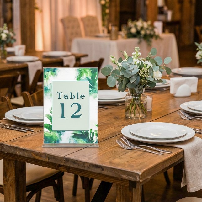 Tropical Greenery fun Table Number Cards (Tropical Greenery fun Table Number Cards.)