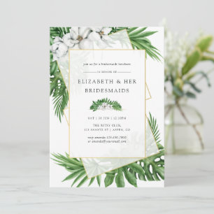 Tropical Greenery Geometric Bridesmaids Luncheon Invitation