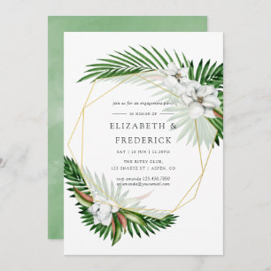 Tropical Greenery Geometric Engagement Party Invitation