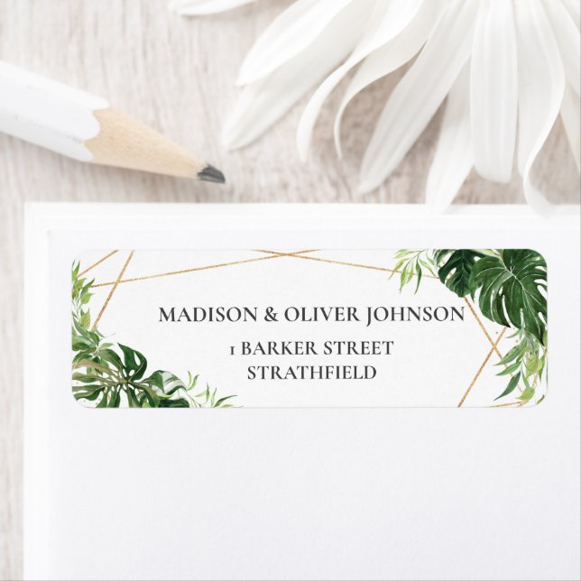 Tropical Greenery Geometric Return Address  Label (Insitu)