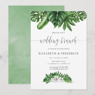 Tropical Greenery Geometric Wedding Brunch Invite
