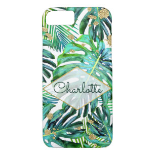 Tropical Greenery Gold Glitter Leaf Pattern Case-Mate iPhone Case