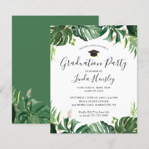 Tropical Greenery Graduation Party Invitation