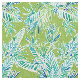 TROPICAL GREENERY Green Palm Banana Leaf Jungle Fabric