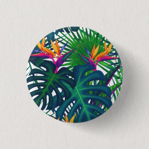 Tropical Greenery Jungle Leaves Paradise 1 Inch Round Button