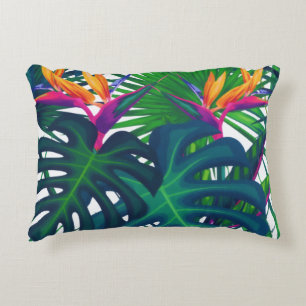 Tropical Greenery Jungle Leaves Paradise  Accent Pillow