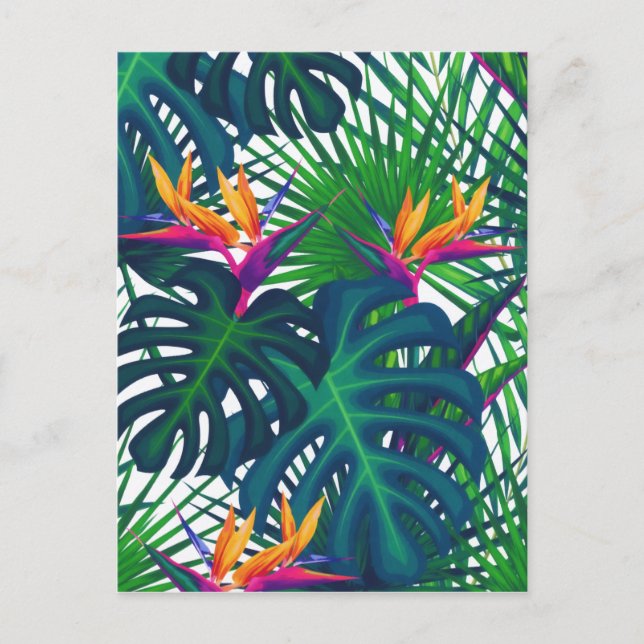 Tropical Greenery Jungle Leaves Paradise  Holiday Postcard (Front)