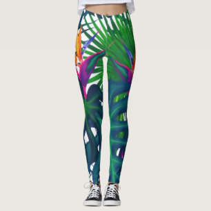 Tropical Greenery Jungle Leaves Paradise  Leggings