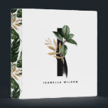 Tropical Greenery Letter I Monogram Personalized  Binder<br><div class="desc">Customizable letter I monogram binder featuring watercolor tropical rubber plant leaf,  faux gold foil leaf and black watercolor brush accents. Personalize this tropical monogram binder by your name or other details. This boho letter I monogram binder will be perfect as a gift. Other letters are available.</div>